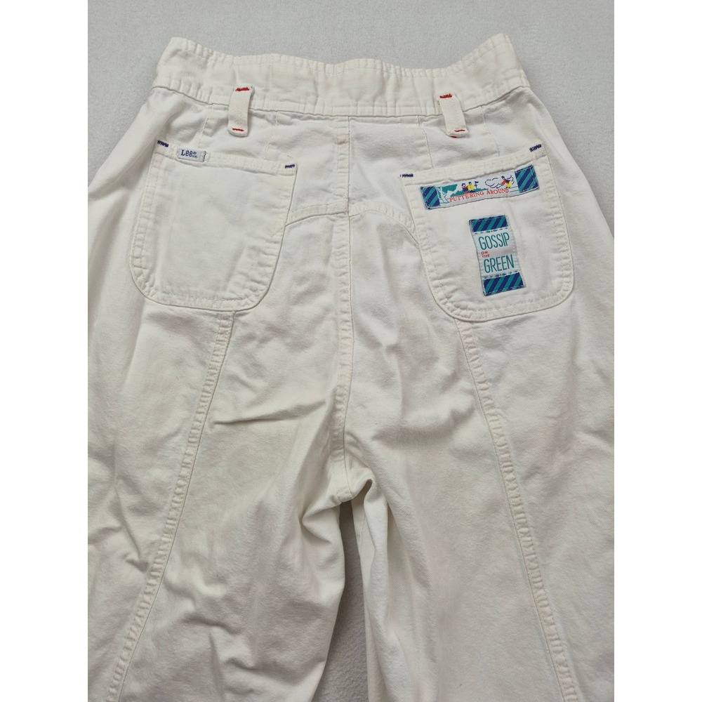 Vintage LEE Jeans Size 11 Tapered Pants White Puttering Around Gossip Green